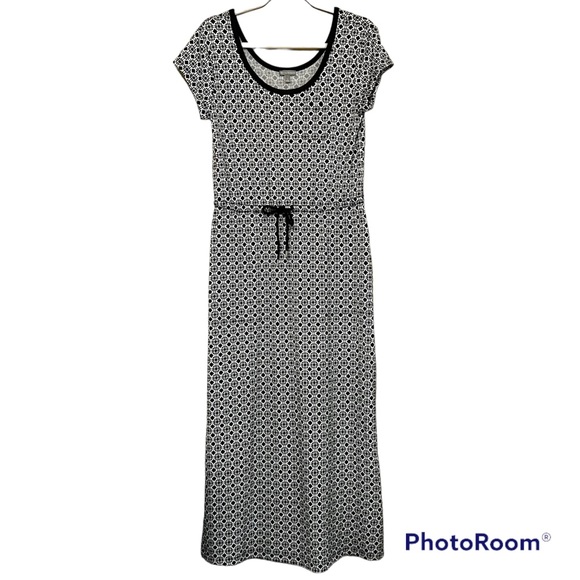 T by Talbots Drawstring Waist Short Sleeve Geometric
Print Maxi Dress - Picture 2 of 13